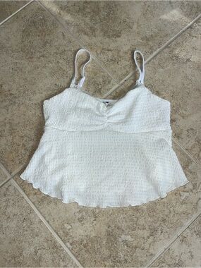 SHEIN White Textured Peplum Cami Top